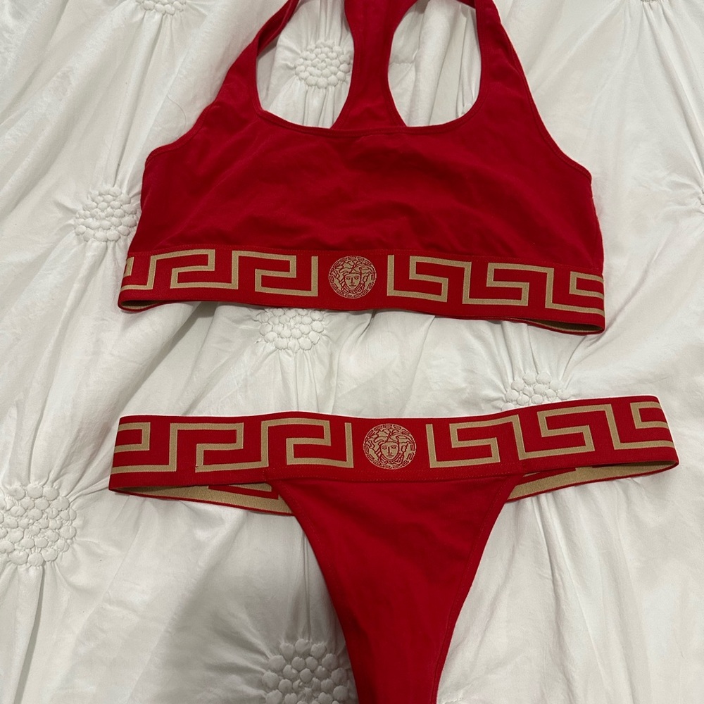 Versace Red Racerback Top with Logo Tag - Picture 4 of 4